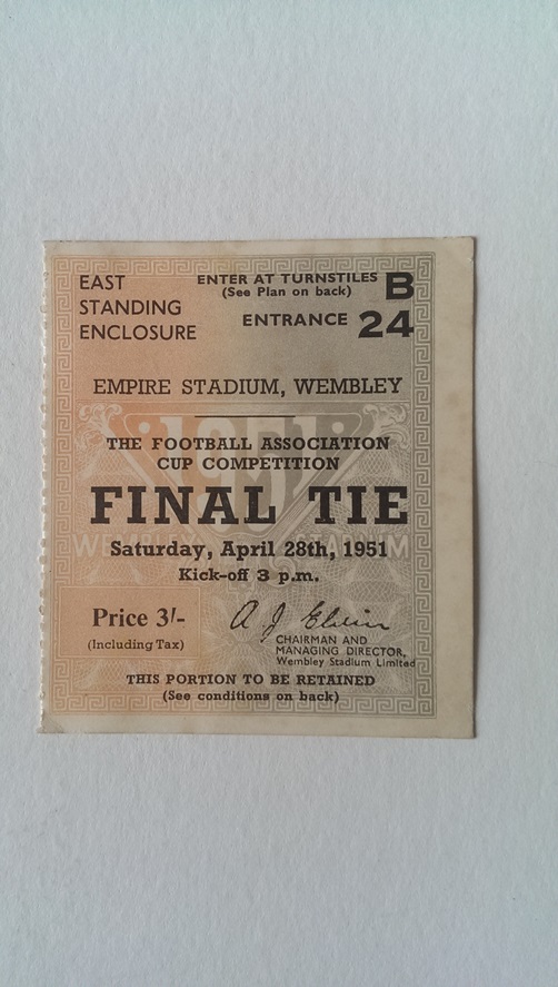 Image for Ticket Stub for the 1951 F. A. Cup Final Blackpool V Newcastle