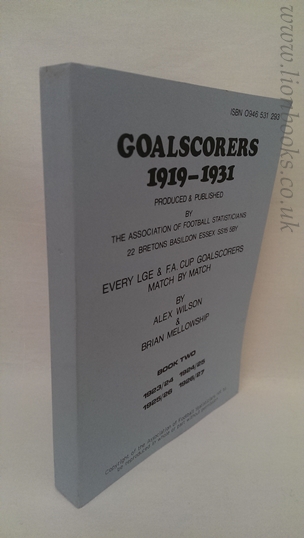 Goalscorers 1919-1931: Book 2 Image for Goalscorers 1919-1931: Book 2